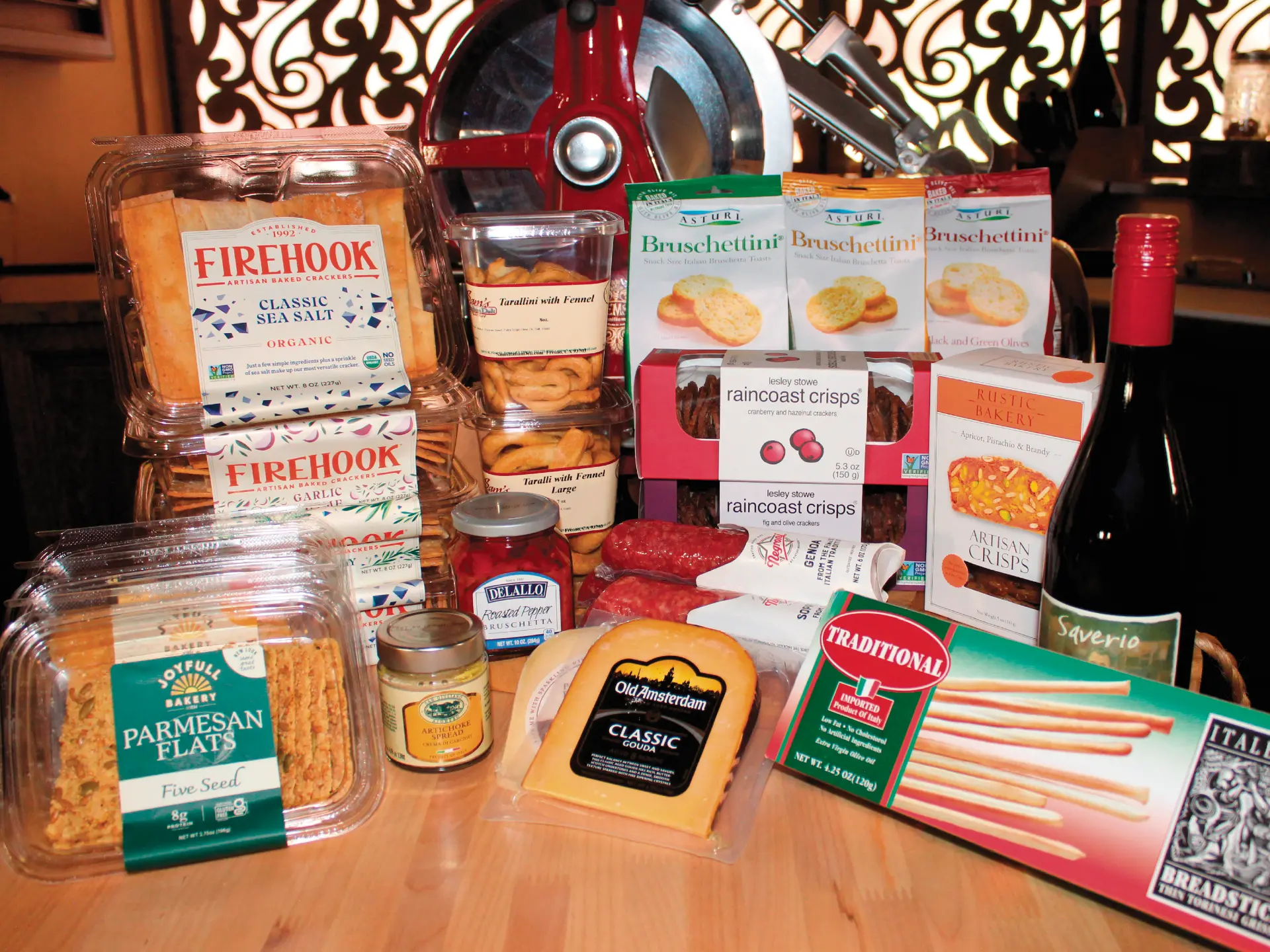 Gourmet crackers, grissini, and taralli